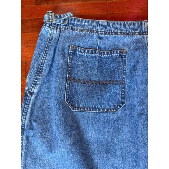 Vintage 90’s Designer Ralph Lauren Denim Midi Skirt Slit Hip Buckle 16 Large XL - Picture 9 of 9
